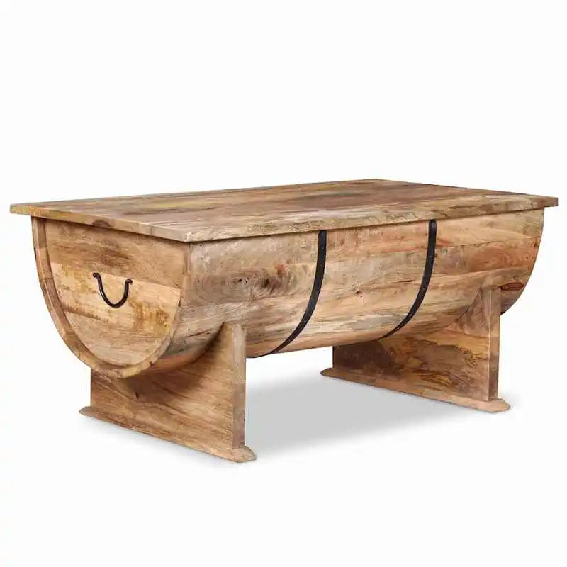 Table Basse en Bois de Manguier Massif Style Vintage 88x50x40 cm