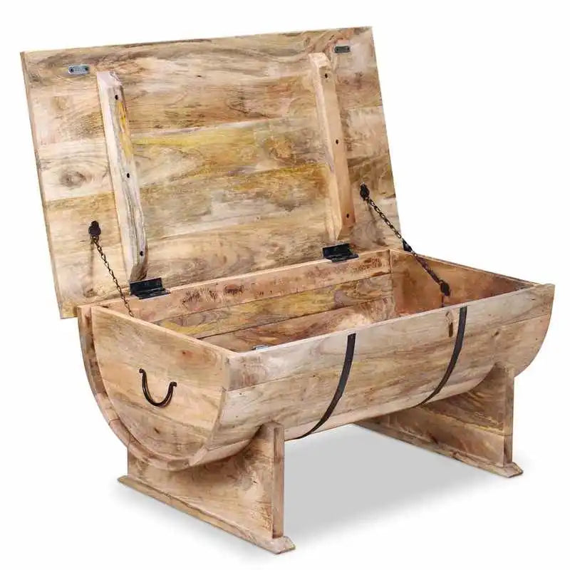 Table Basse en Bois de Manguier Massif Style Vintage 88x50x40 cm