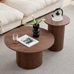 Lot de 2 Tables Basses Gigognes Rondes Style Nordique en Bois