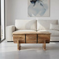 Table Basse en Bois de Manguier Massif Style Vintage 88x50x40 cm