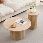 Lot de 2 Tables Basses Gigognes Rondes Style Nordique en Bois
