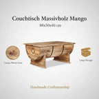 Table Basse en Bois de Manguier Massif Style Vintage 88x50x40 cm