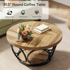 Tribesigns Table de Salon Ronde 80cm en Bois Style Ferme à 2 Niveaux