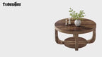 Tribesigns Table Basse Ronde à 2 Niveaux en Bois Vintage Marron 80cm
